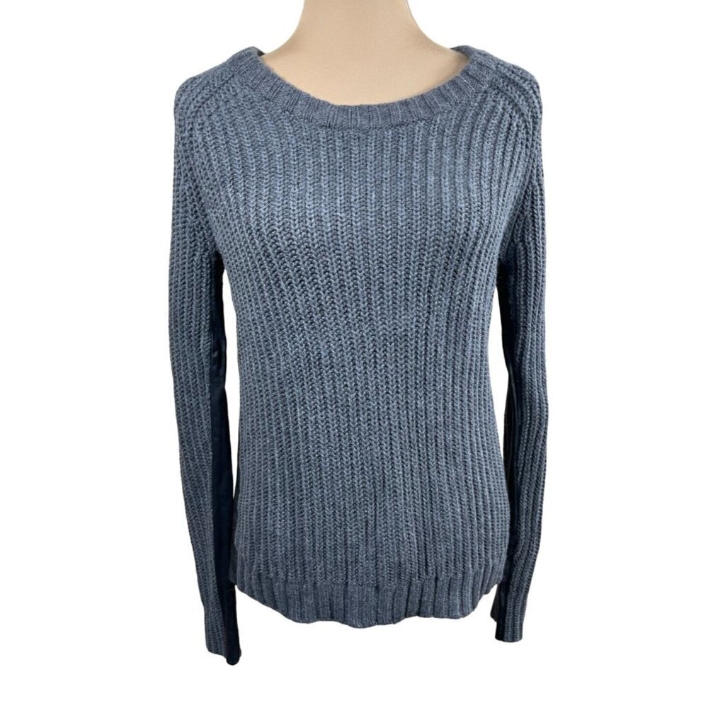 David Lerner Women's Long Sleeve Sweater Faux Leather Detail Size XS Extra Small